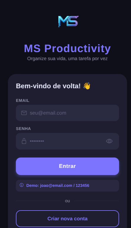 AppRotina — tela de login